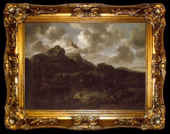 framed  Jacob van Ruisdael Mountainous and wooded landscape with a river, ta009-2